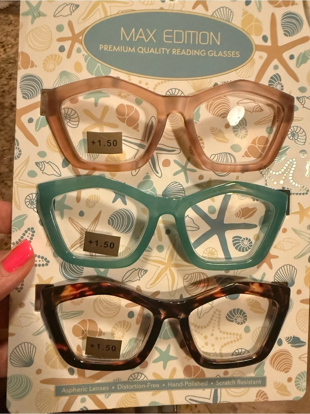 Max Edition Reading Glasses Trio in Blush, Teal & Tortoiseshell reading